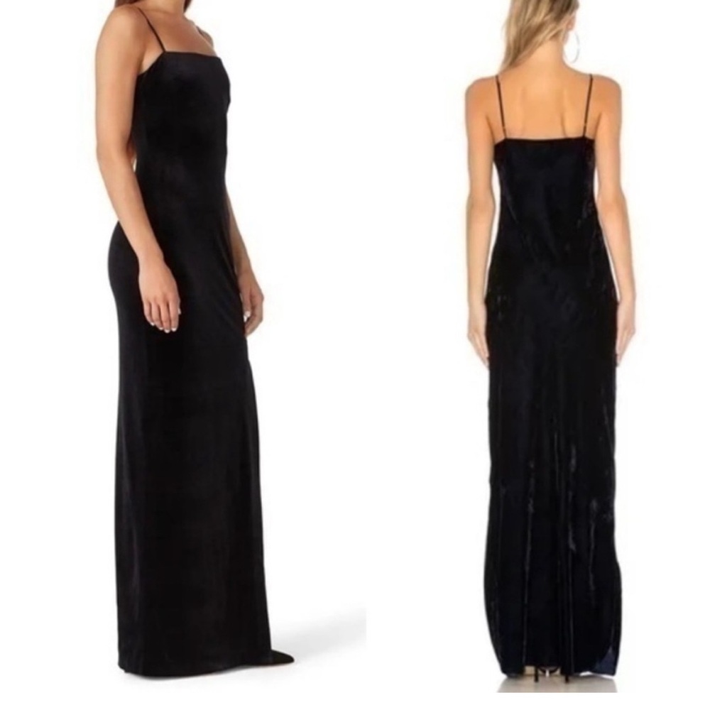 Alex Evenings black velvet spaghetti strap maxi formal dress size 10 EUC